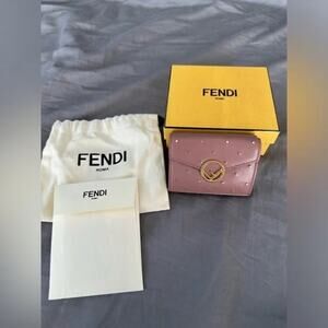 Fendi Women's Blush Studded Tri-Fold Micro-Wallet - Full Inclusion